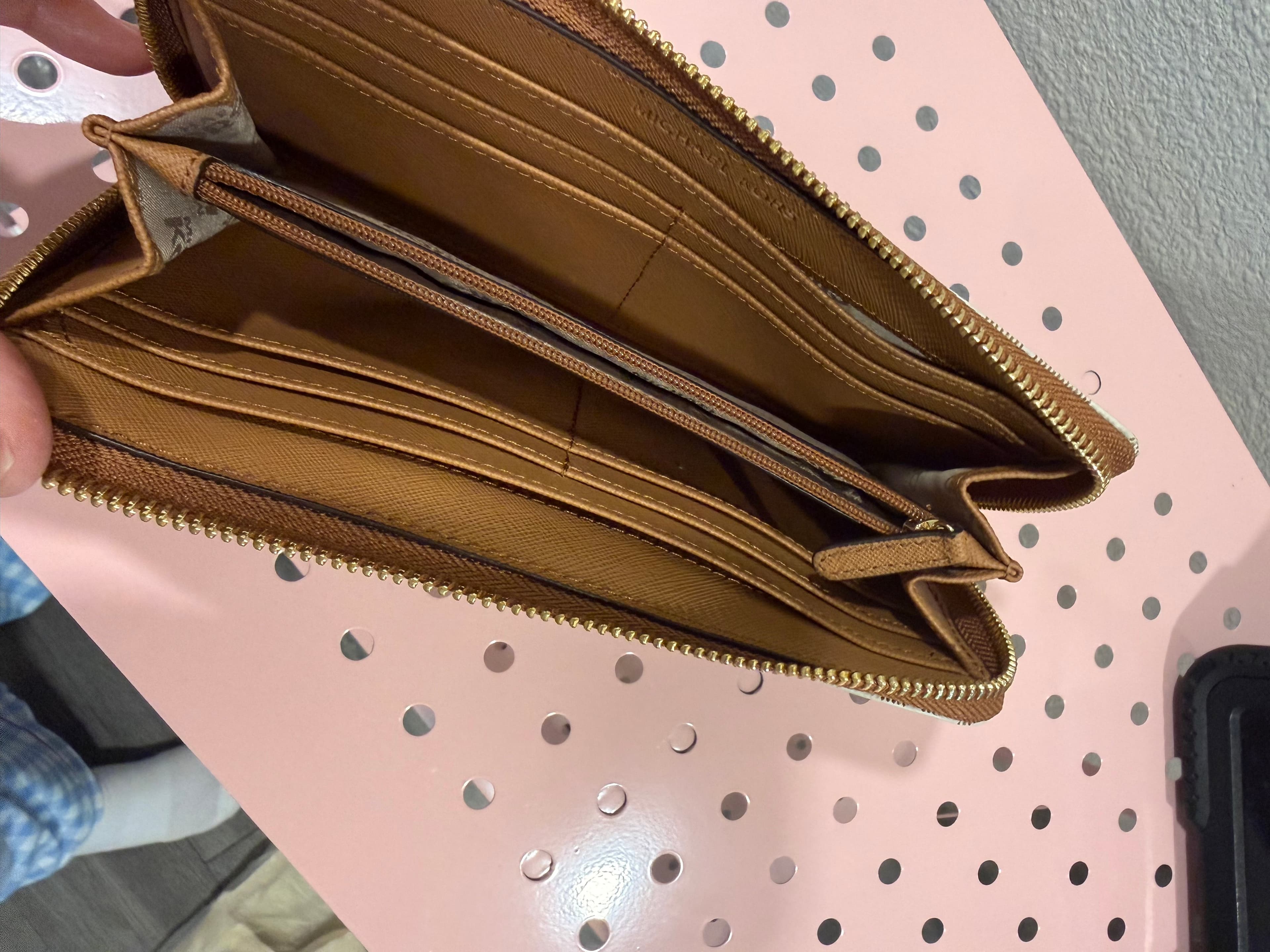 Michael Kors Logo Zip-Around Wallet Brown/White
