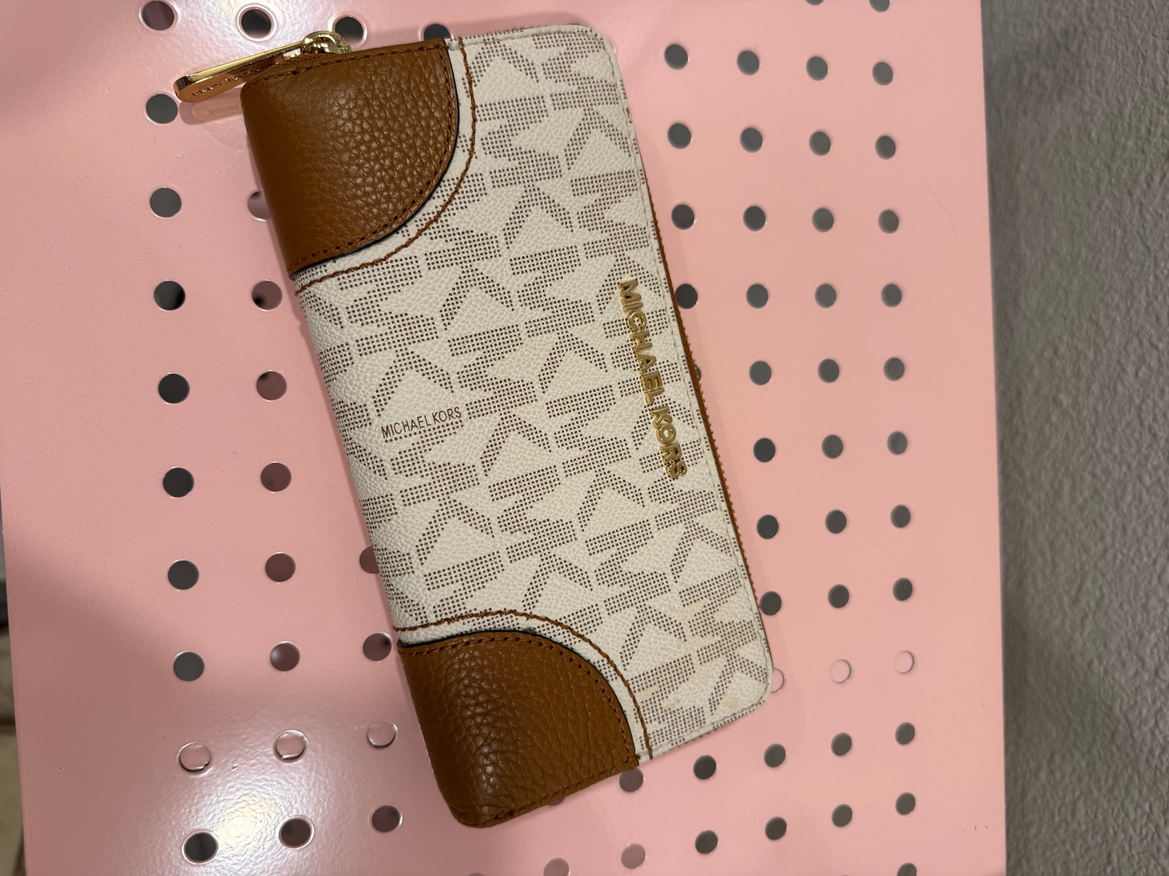 Michael Kors Logo Zip-Around Wallet Brown/White - Thumbnail 2