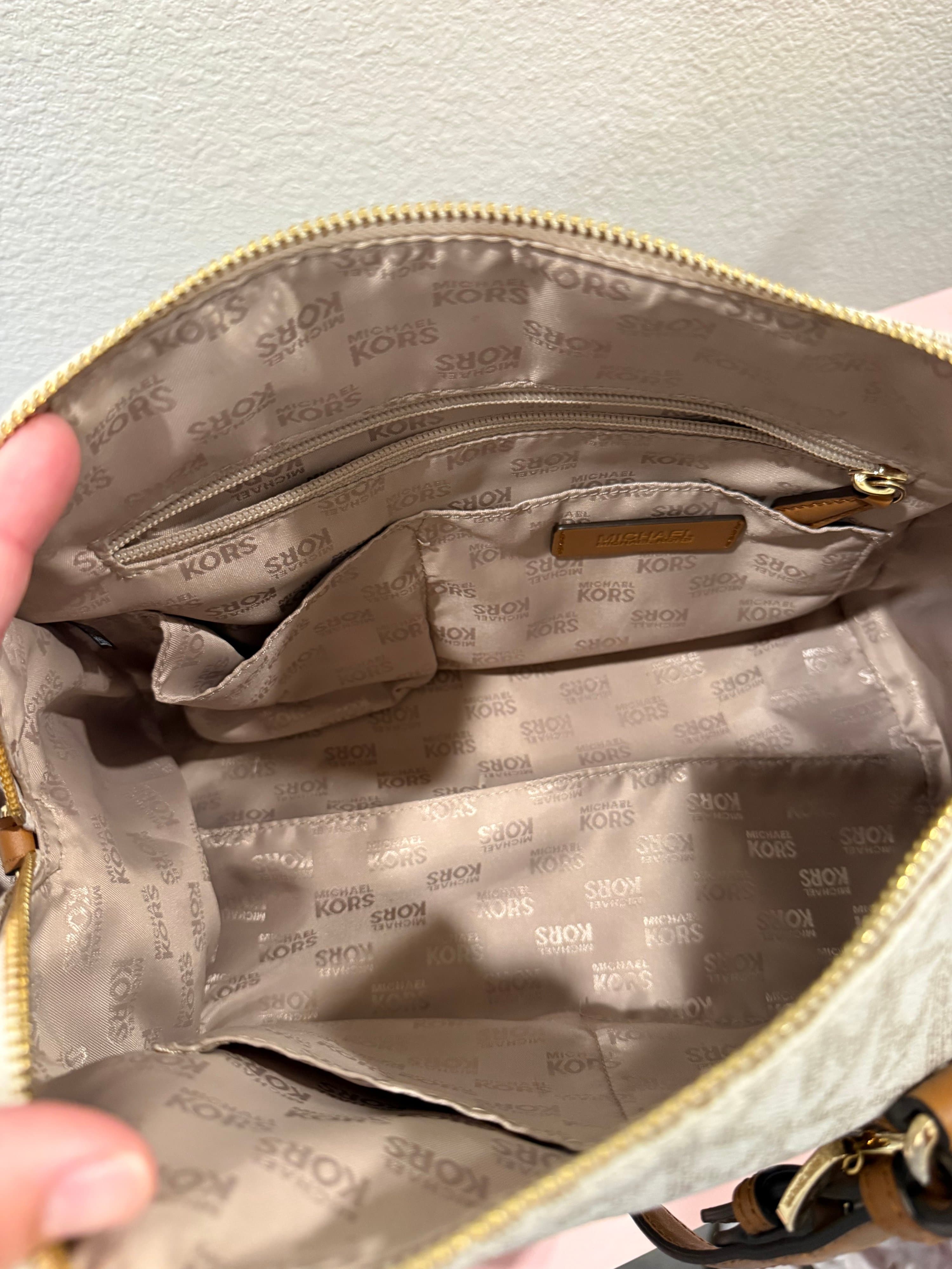 Michael Kors Monogram Satchel Bag with Gold Hardware - Thumbnail 2