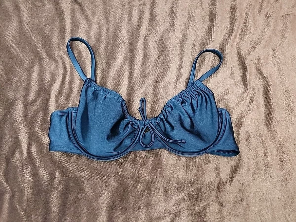 Women's Tie Detail Underwire Bikini Top - Shade & Shore™ Teal Blue Shine 36C - Thumbnail 3