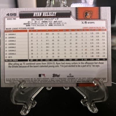 2026 Topps Series 2 Base 498 Ryan Helsley, Baltimore Orioles - Thumbnail 2