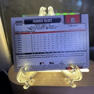 2026 Topps Series 2 HOLO FOIL #380 Framber Valdez, Detroit Tigers - Thumbnail 2
