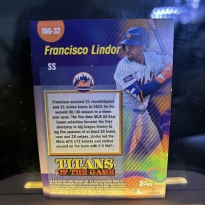 2026 Topps Series 2 Francisco Lindor TITANS Insert TOG-32 - Thumbnail 2