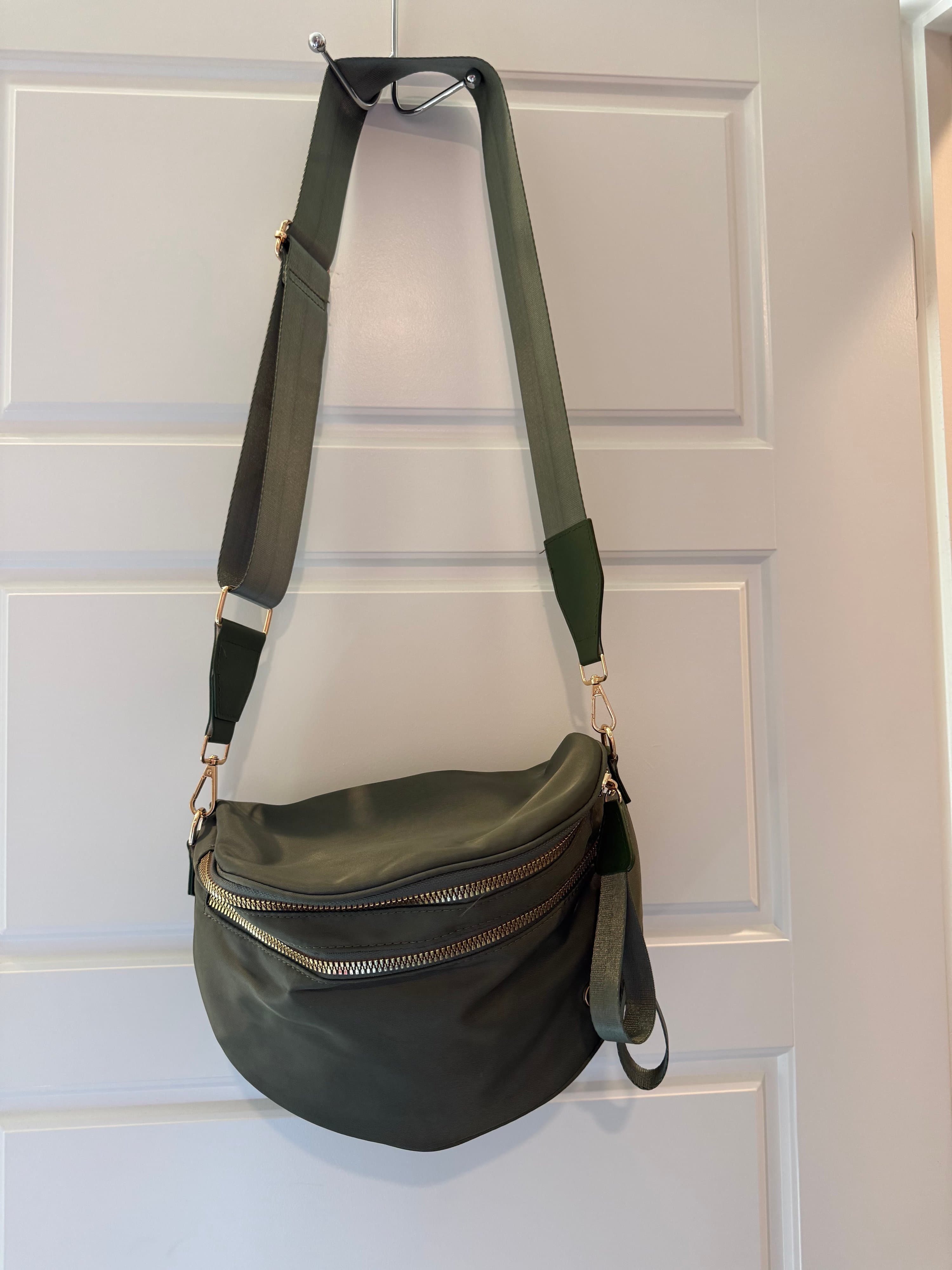 Olive Green Crossbody Bag with Adjustable Strap
