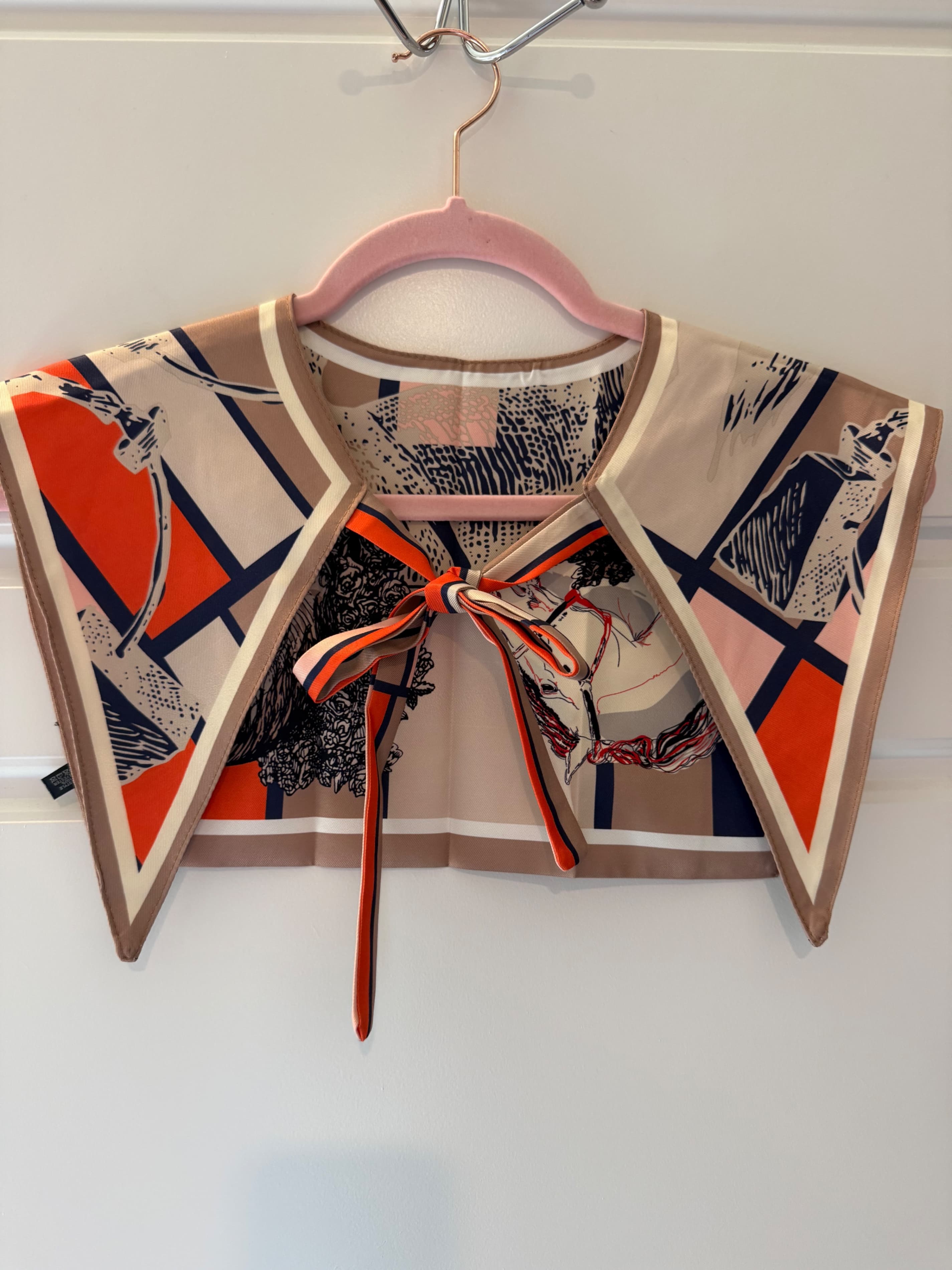 Hermès Silk Scarf Collar with Equestrian Print