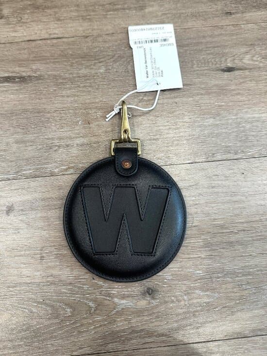 Walter Black Grained Leather Large "W" Logo Charm / keychain - Thumbnail 7