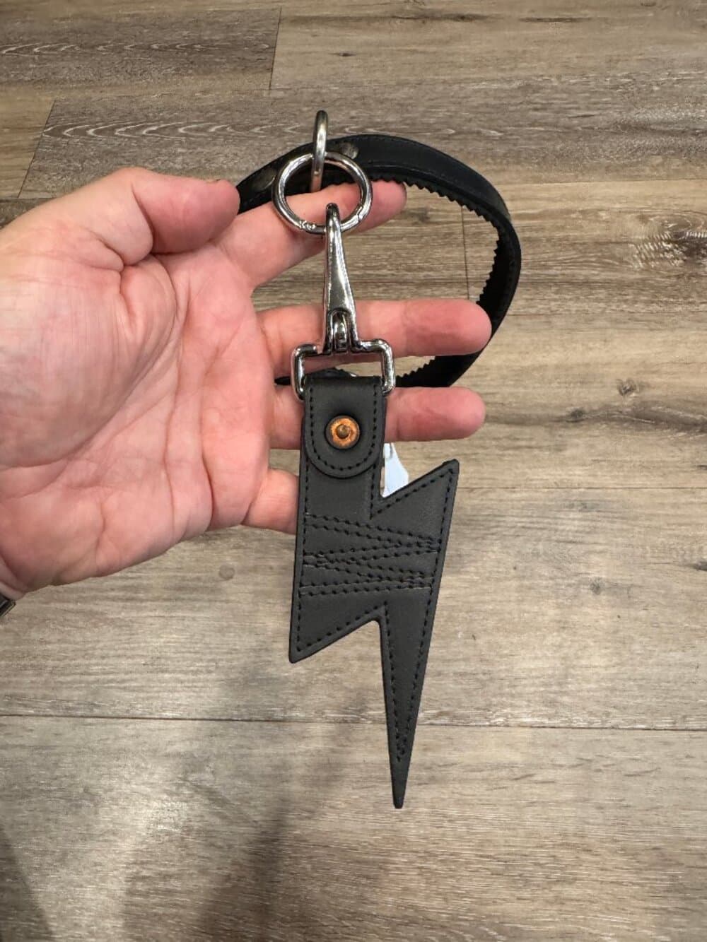Walter Van Beirendonck Leather Lightning Bolt Keychain
