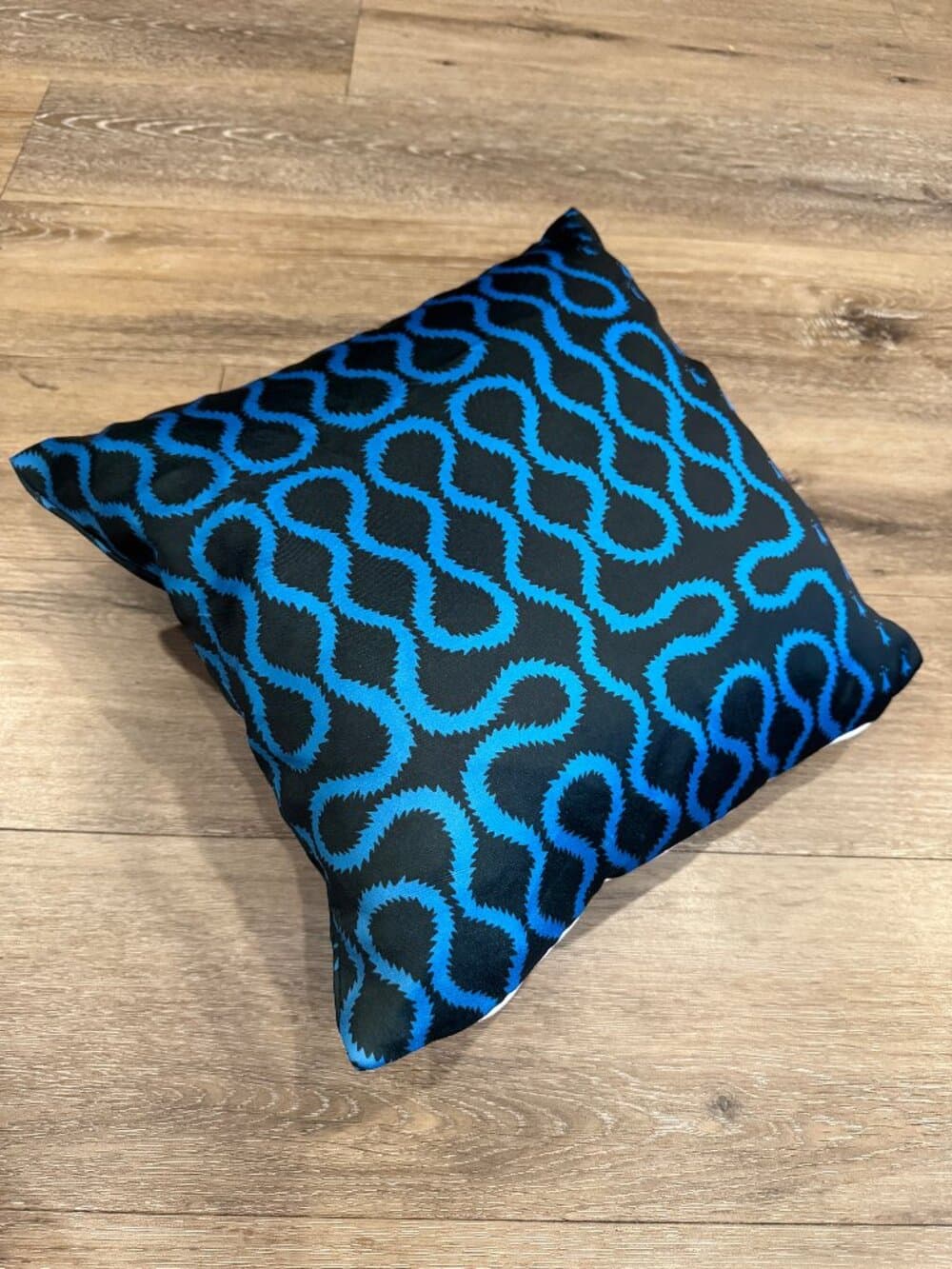Westwood inspired Blue Squiggle cushion cover.