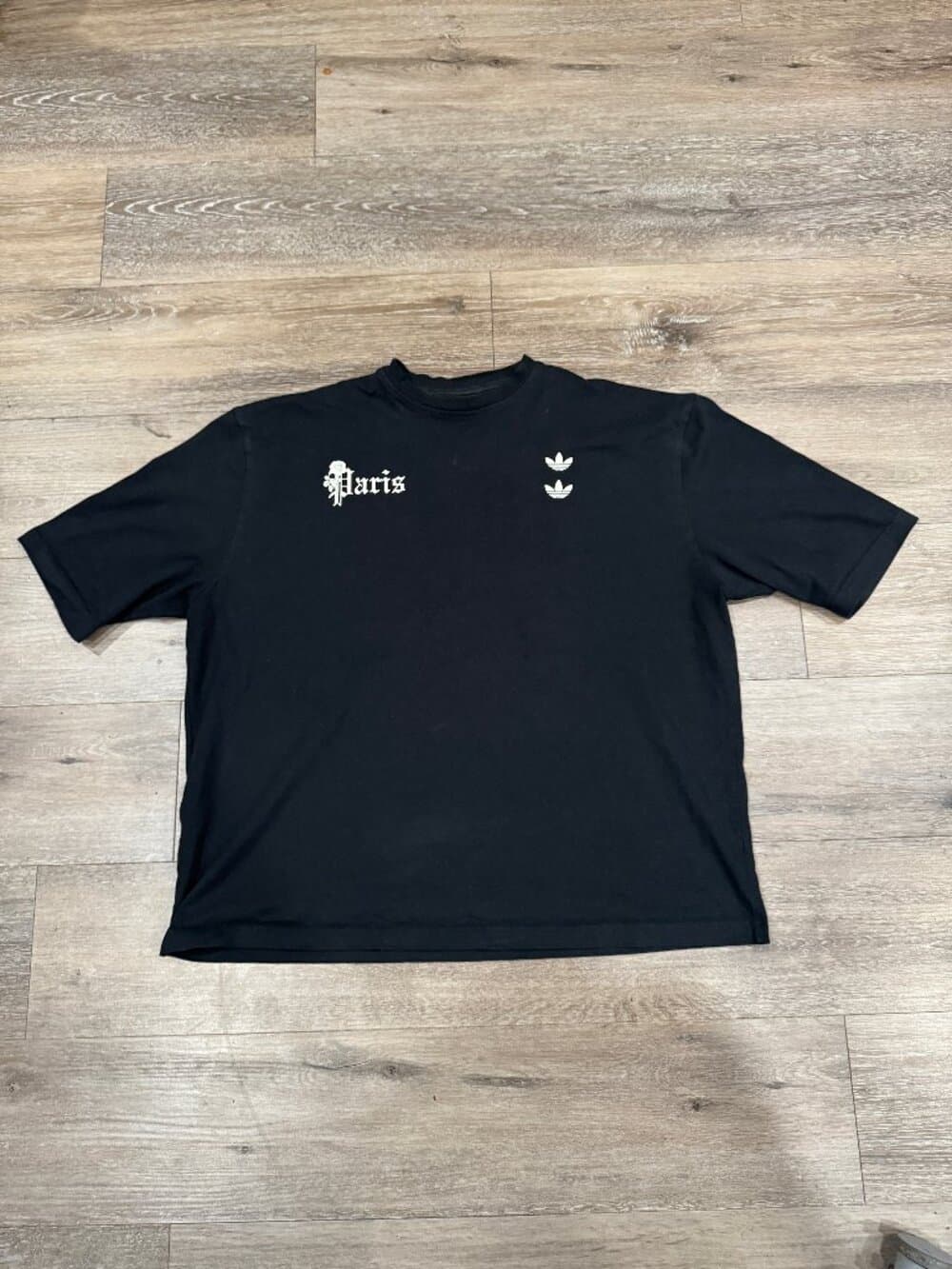 Adidas x Willy Chavarria Black "Paris" Oversized Graphic Print Tee - Thumbnail 4