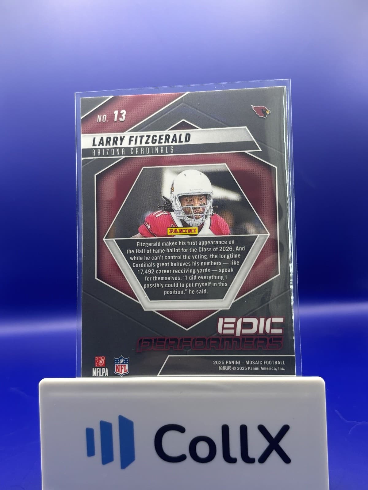 2025 Panini Mosaic Larry Fitzgerald Epic Performers Insert Arizona Cardinals HOF - Thumbnail 2