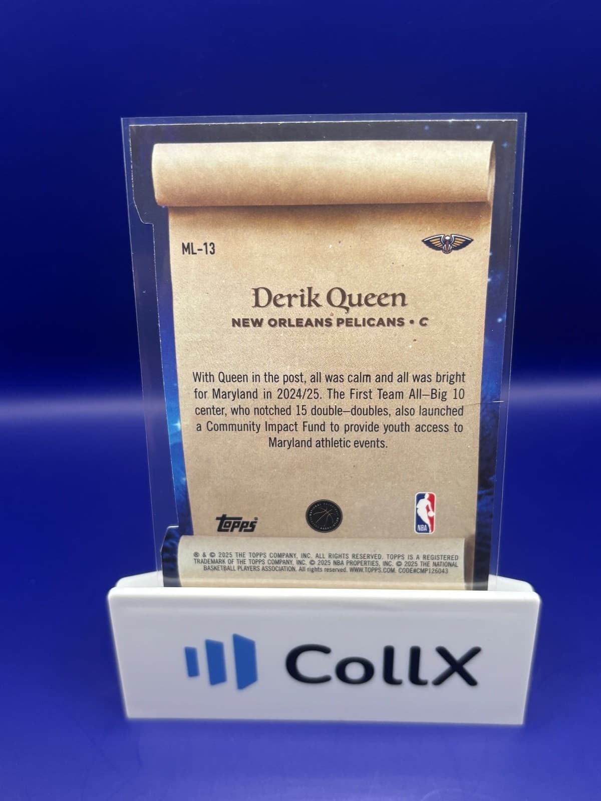 2025-26 Topps Holiday Derik Queen RC Making Nice List Die-Cut #ML-13 Pelicans - Thumbnail 2