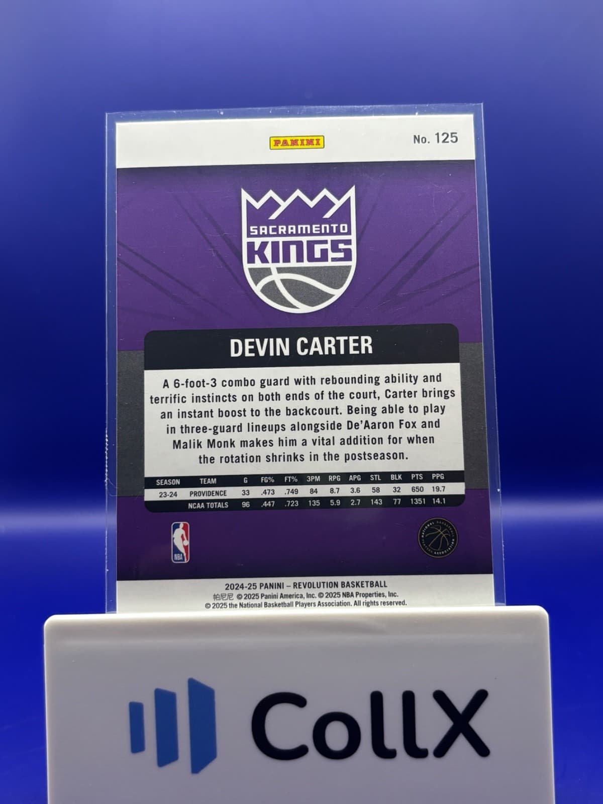 2024-25 Panini Revolution Basketball Devin Carter RC #125 Sacramento Kings NM - Thumbnail 2