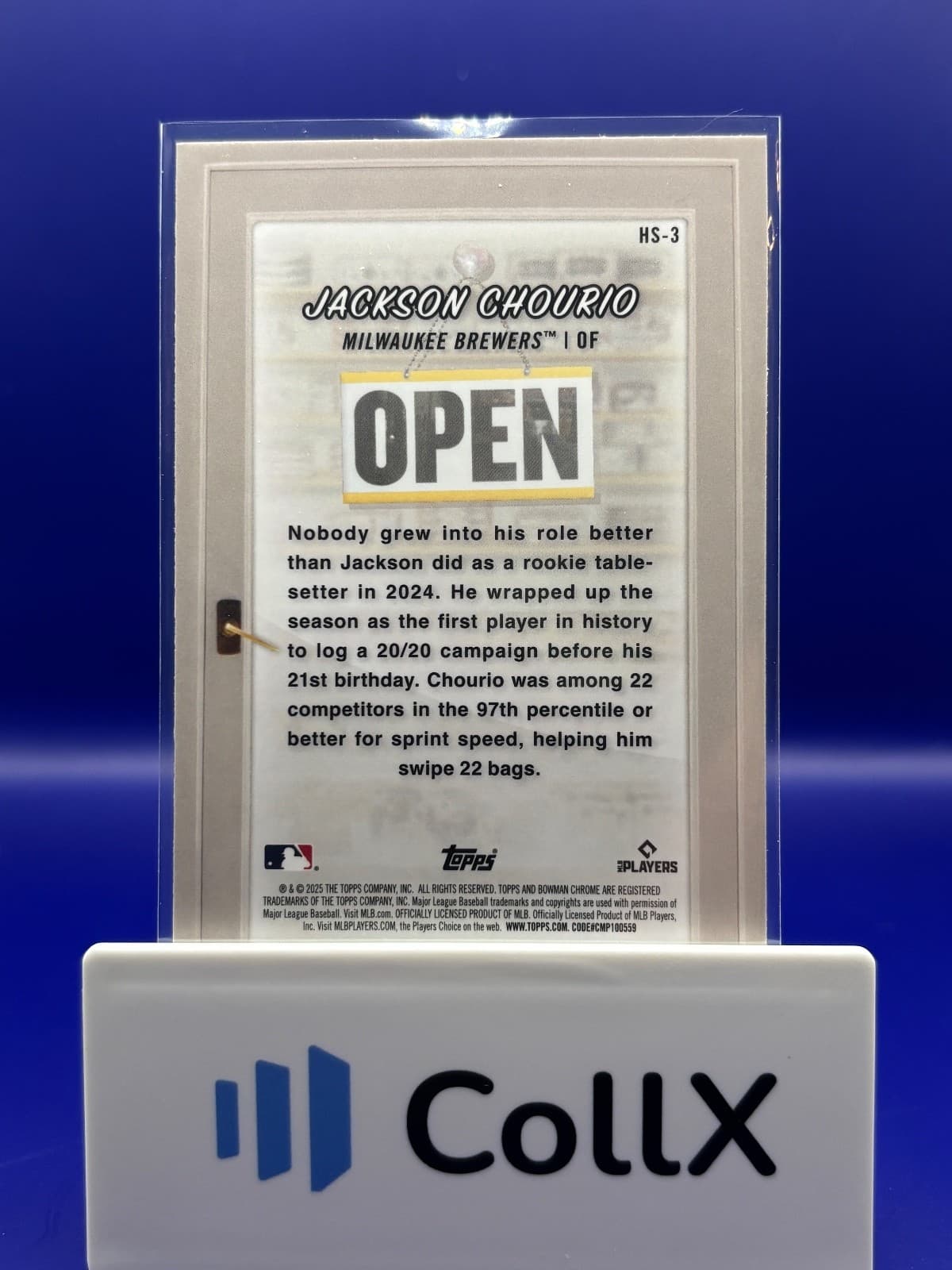 2025 Bowman Chrome Jackson Chourio Future Stars #HS-3 Milwaukee Brewers NM - Thumbnail 2
