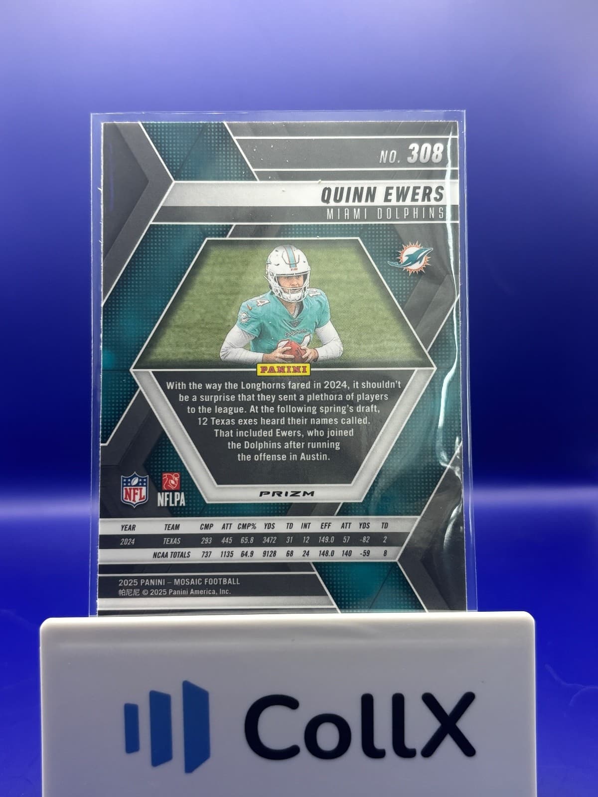 2025 Panini Mosaic - Quinn Ewers #308 (RC) Silver Mosaic Miami Dolphins - Thumbnail 2
