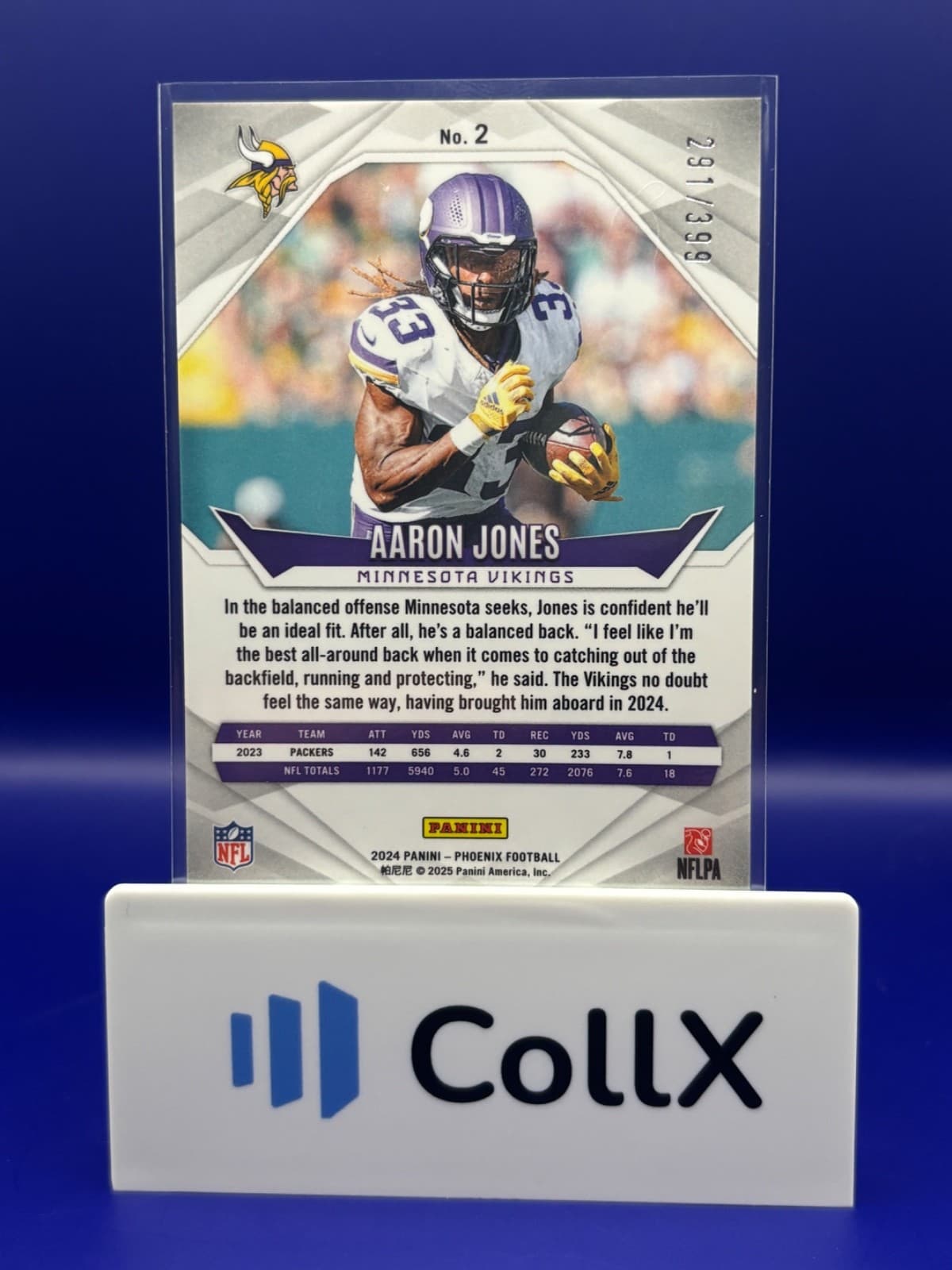 2024 Panini Phoenix Aaron Jones Silver /399 #2 Minnesota Vikings Football NM - Thumbnail 2
