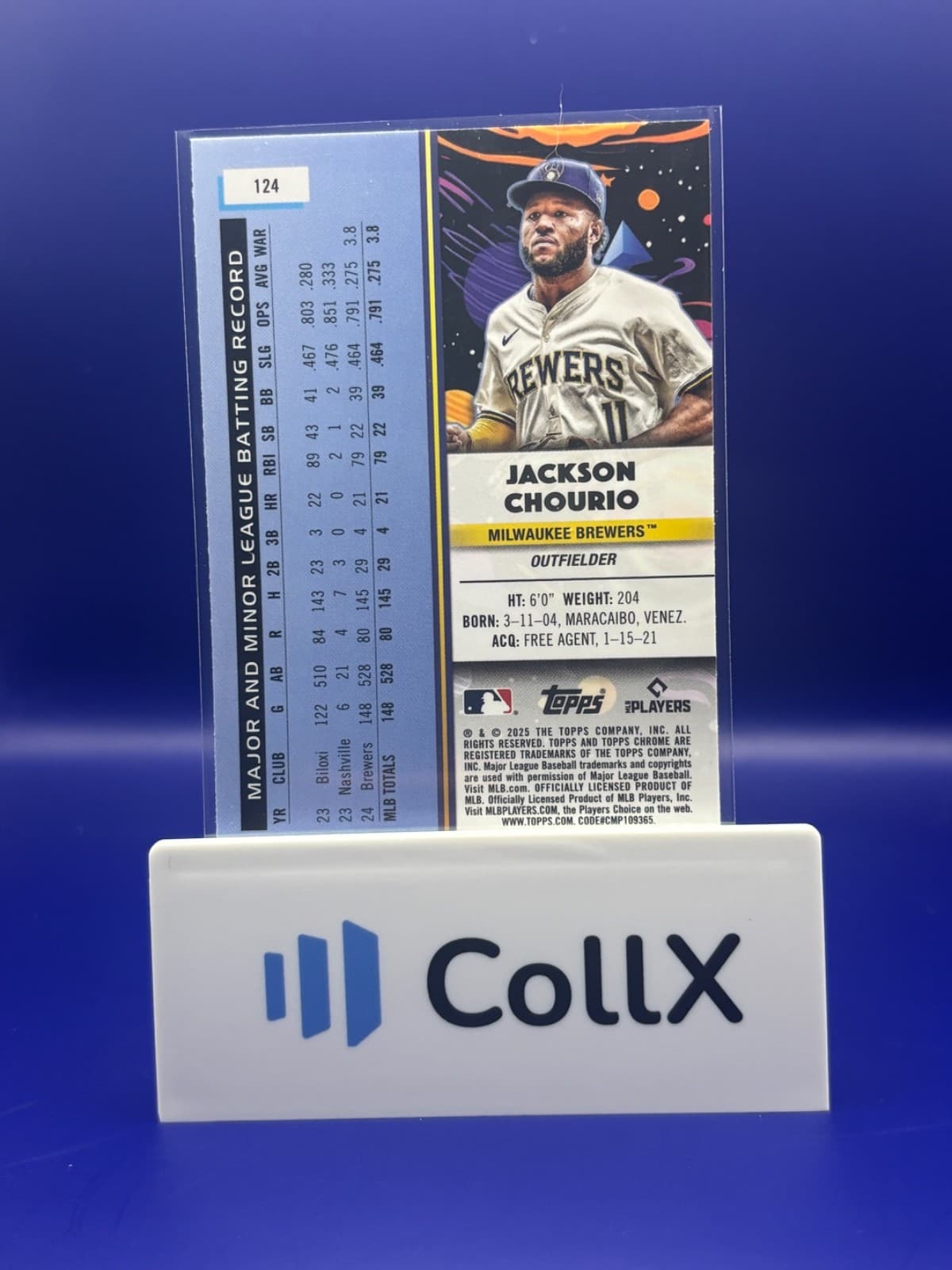 2025 Topps Cosmic Chrome Jackson Chourio Base #124 Milwaukee Brewers - Thumbnail 2