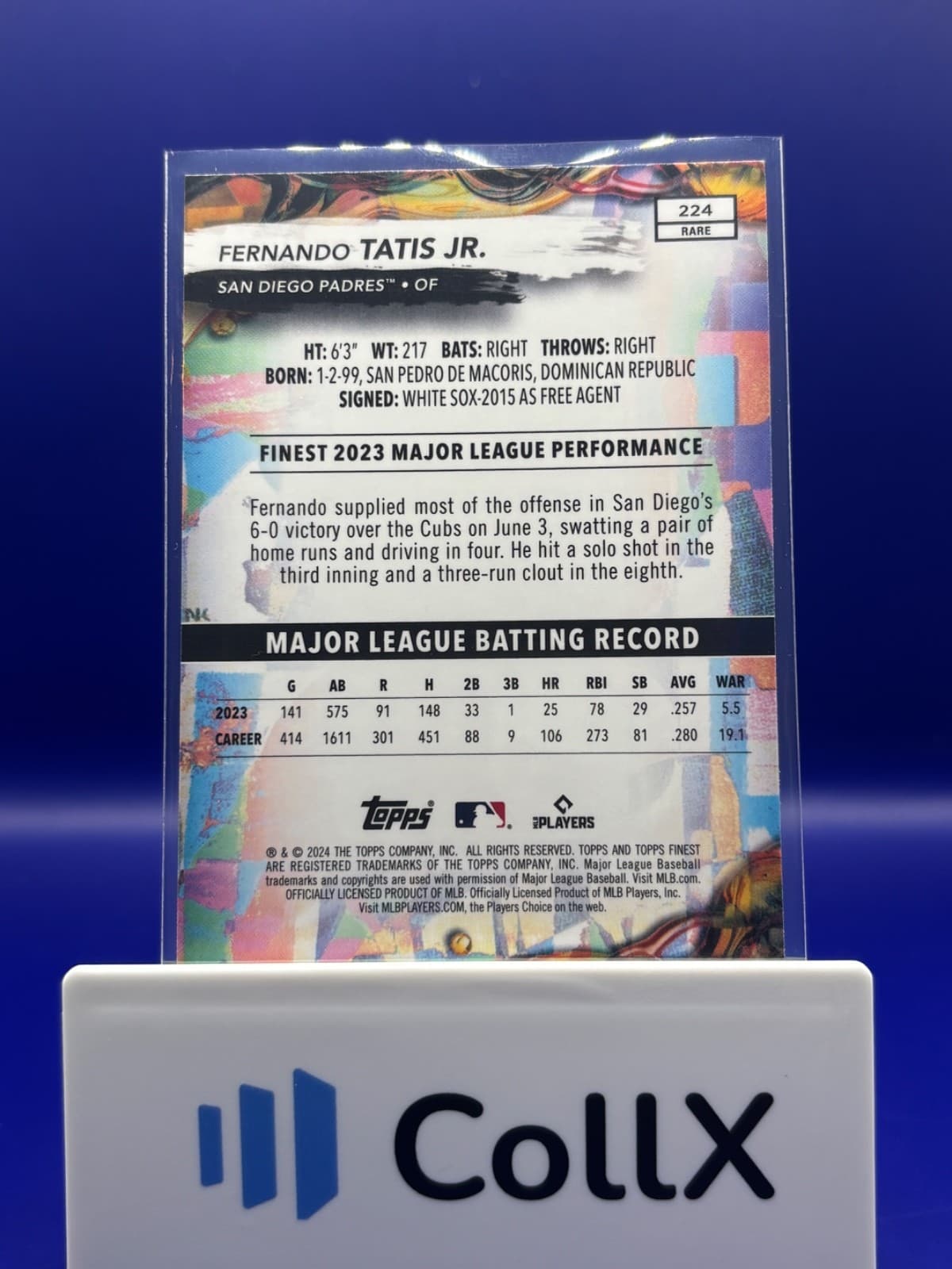 2024 Topps Finest Fernando Tatis Jr Rare SP #224 Padres - Thumbnail 2