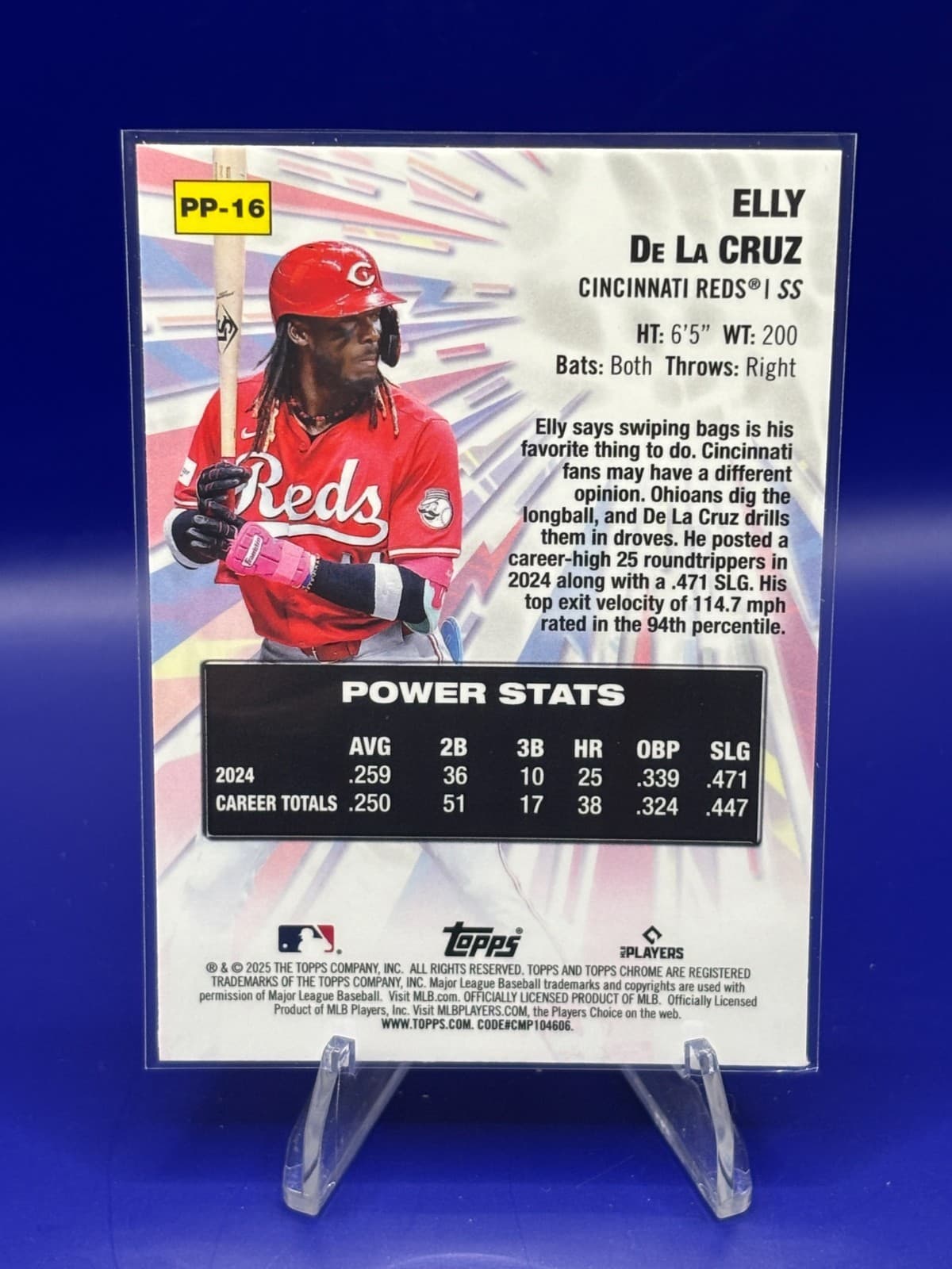 2025 Topps Chrome Power Players Elly De La Cruz #PP-16 Cincinnati Reds NM - Thumbnail 2