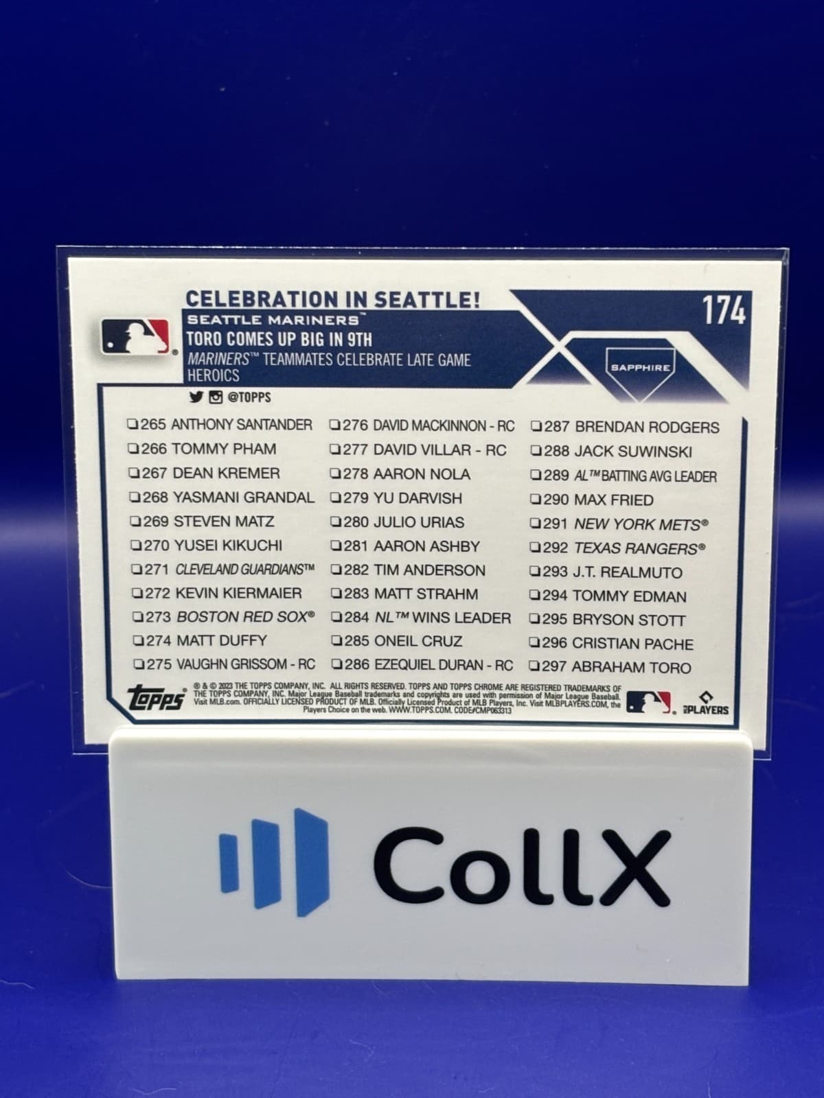 2023 Topps Chrome Sapphire Seattle Mariners Celebration in Seattle #174 NM - Thumbnail 2