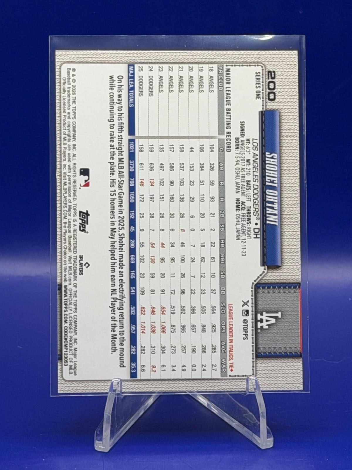 2026 Topps Series 1 Shohei Ohtani Base #200 Los Angeles Dodgers #200 - Thumbnail 2