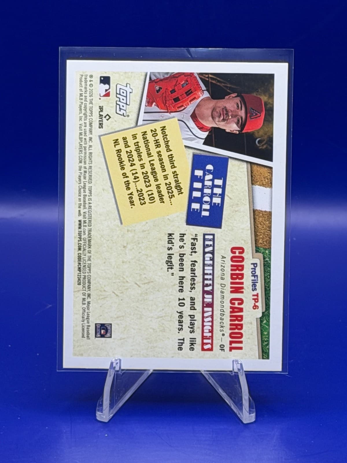2026 Topps Series 1 Corbin Carroll Profiles TP-6 Arizona Diamondbacks Insert - Thumbnail 2