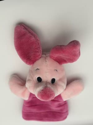 VINTAGE Mattel Disney Winnie the Pooh PIGLET HAND PUPPET 11" Plush ANIMAL Toy - Thumbnail 2