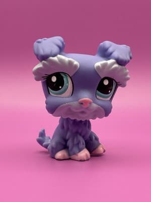 Littlest Pet Shop Authentic # 1928 Lavender Purple Schnauzer Dog Blue Eyes - Thumbnail 2
