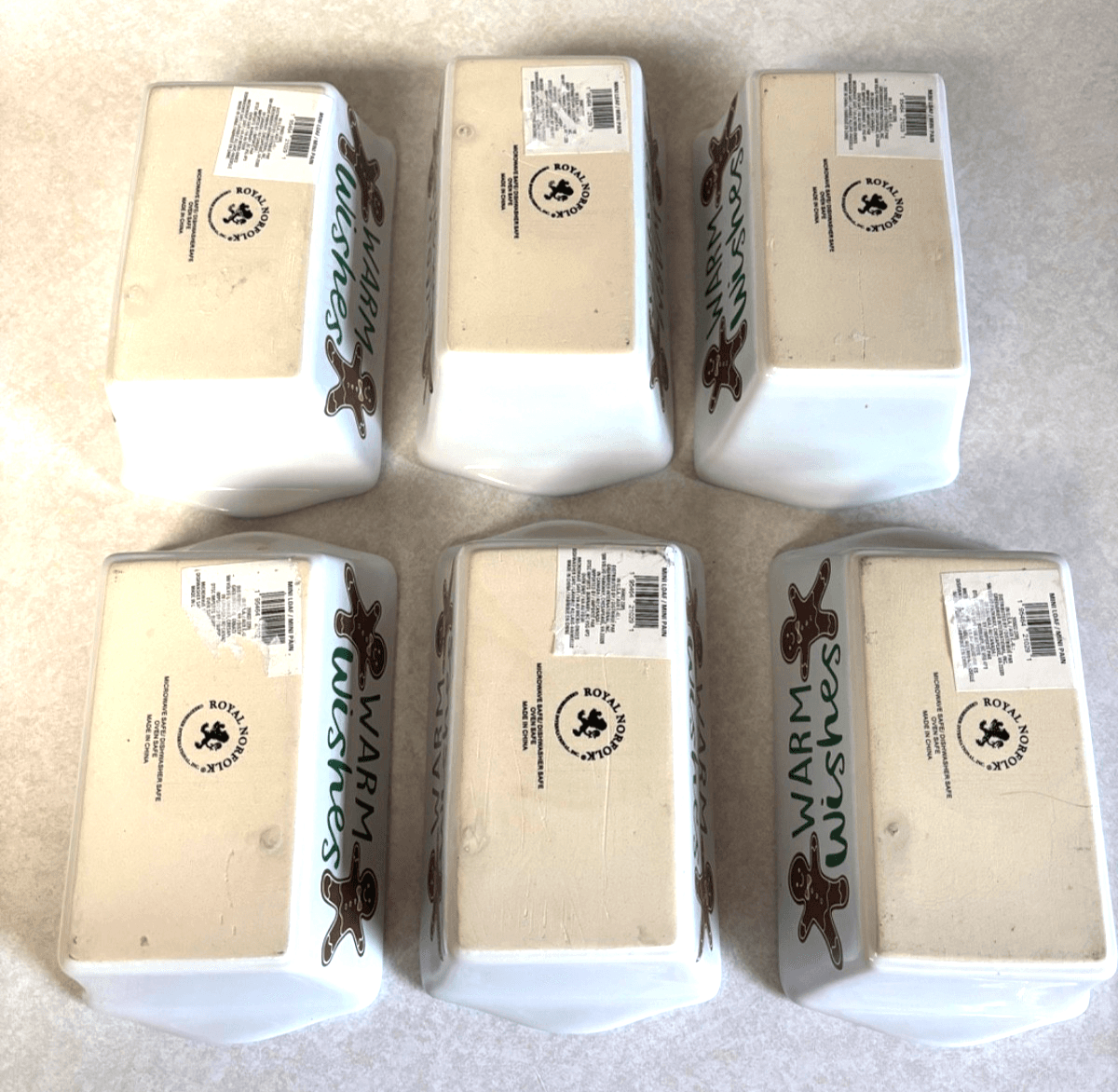 New Lot Of 6 Royal Norfolk Ceramic Gingerbread Loaf Pans Dish 6” X 3.5” - Thumbnail 5