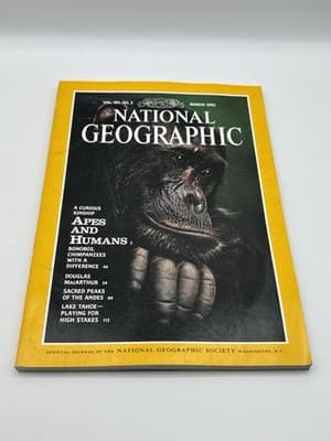NATIONAL GEOGRAPHIC March 1992 APES AND HUMANS Bonobos ANDES PEAKS Lake Tahoe - Thumbnail 2