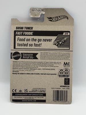 Hot Wheels Sushi Tuner Fast Foodie Series 1:64 Diecast Car Red White Black 2023 - Thumbnail 2