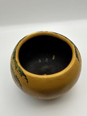 Vintage Hand Painted Gourd Bowl Flowers Mexican Folk Art Scenic Background - Thumbnail 6