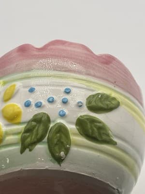 Easter Bunny Rabbit Holding Planter Candy Dish Ceramic Made In Taiwan - Thumbnail 12