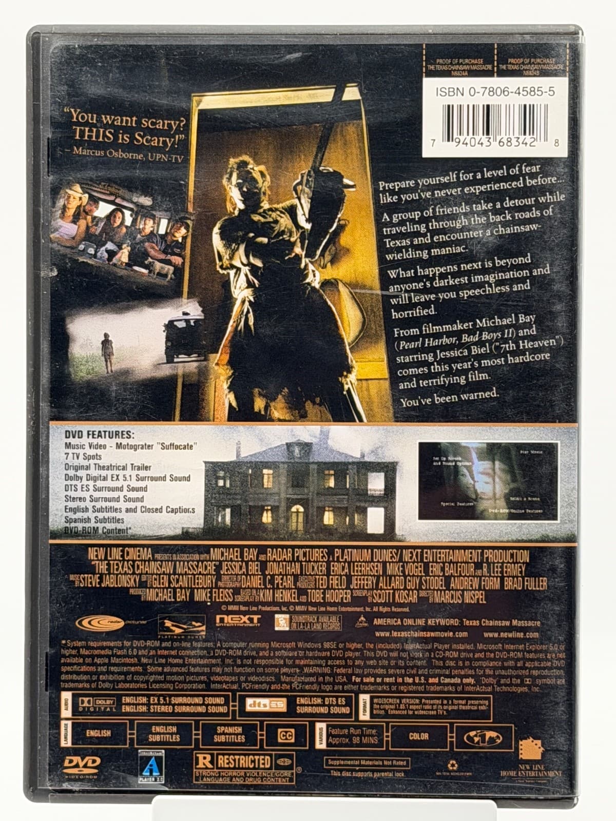 The Texas Chainsaw Massacre DVD 2003 Jessica Biel Horror Movie Tested - Thumbnail 3