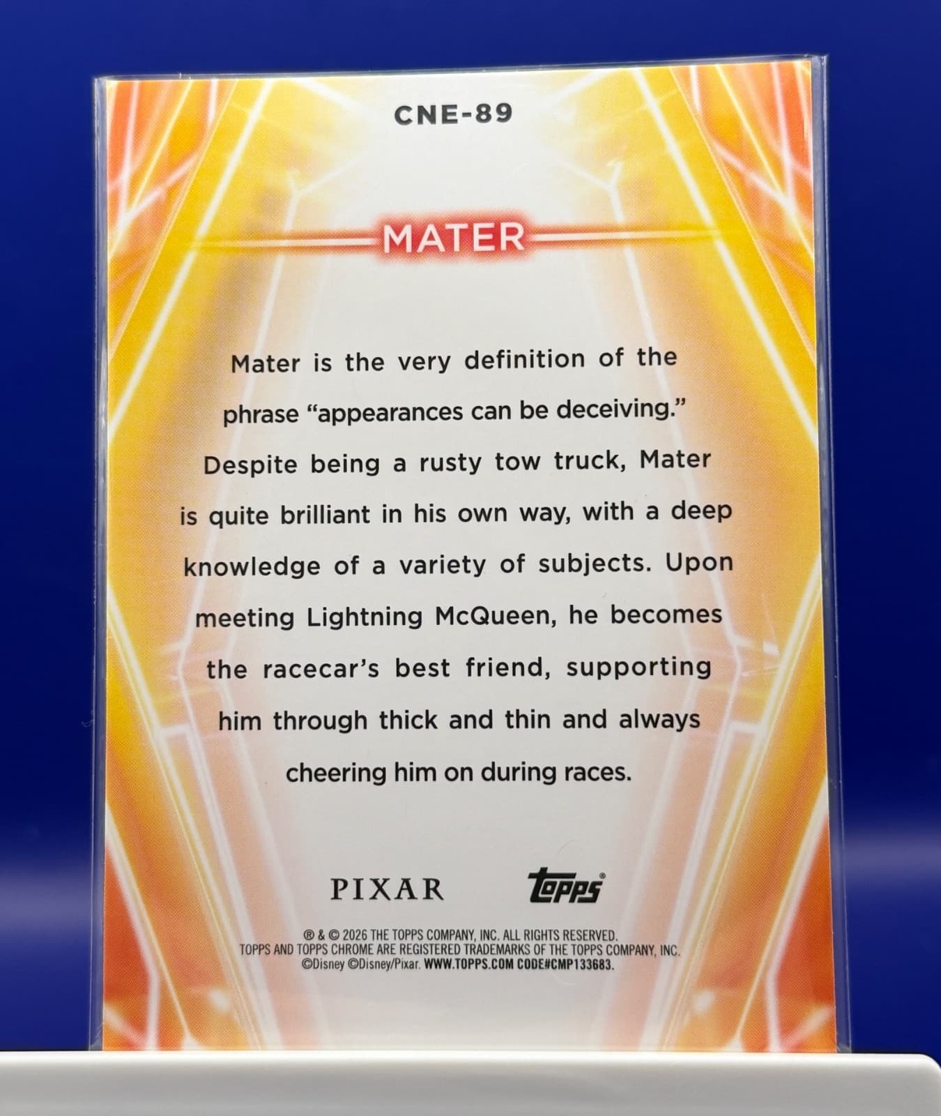 2026 Topps Chrome Disney Neon Etch: CNE-89 Mater ~ Cars - Thumbnail 2