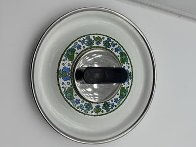 Vintage 70s Enamelwa Replacement Pot Pan Lids Lot 3 Paisley Floral Retro 789 In - Thumbnail 4