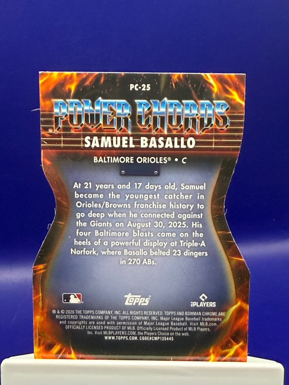 2026 Bowman Chrome Samuel Basallo RC Power Chords Insert #PC-25 Orioles Rookie - Thumbnail 2