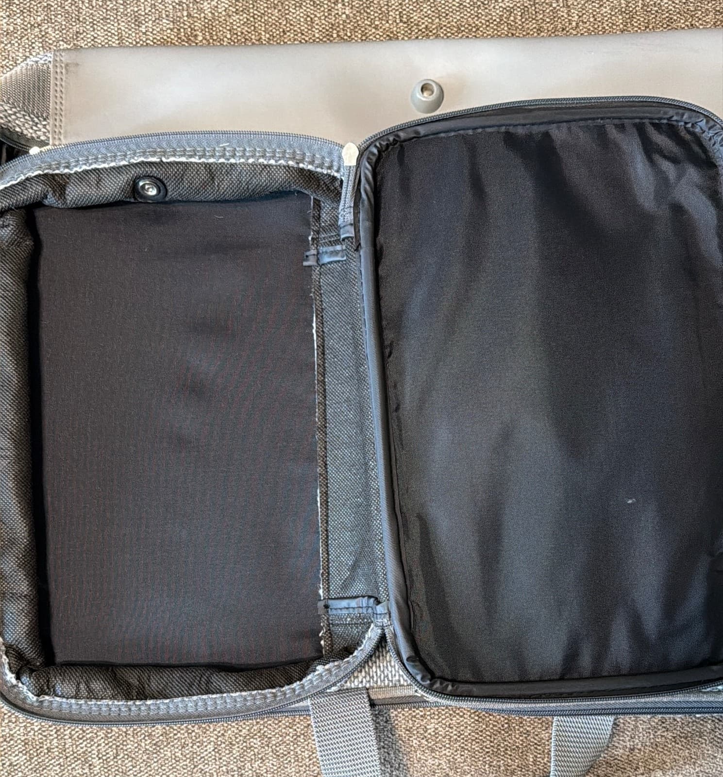 Vintage Samsonite Gray Tweed Bi Fold Garment Bag Suit Travel Carry On Shoulder - Thumbnail 6