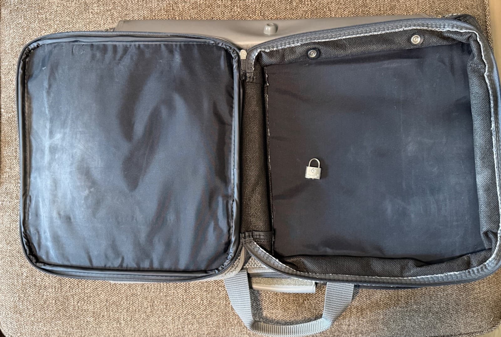 Vintage Samsonite Gray Tweed Bi Fold Garment Bag Suit Travel Carry On Shoulder - Thumbnail 5