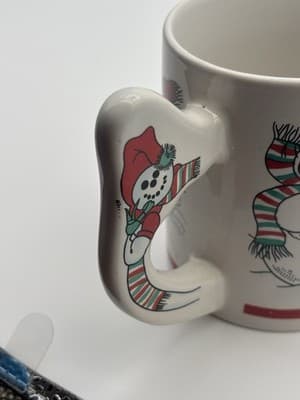 Vintage Love Mug Christmas Cup Snow Man Handle Ceramic - Thumbnail 8