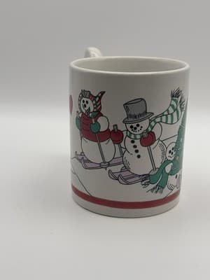 Vintage Love Mug Christmas Cup Snow Man Handle Ceramic - Thumbnail 2