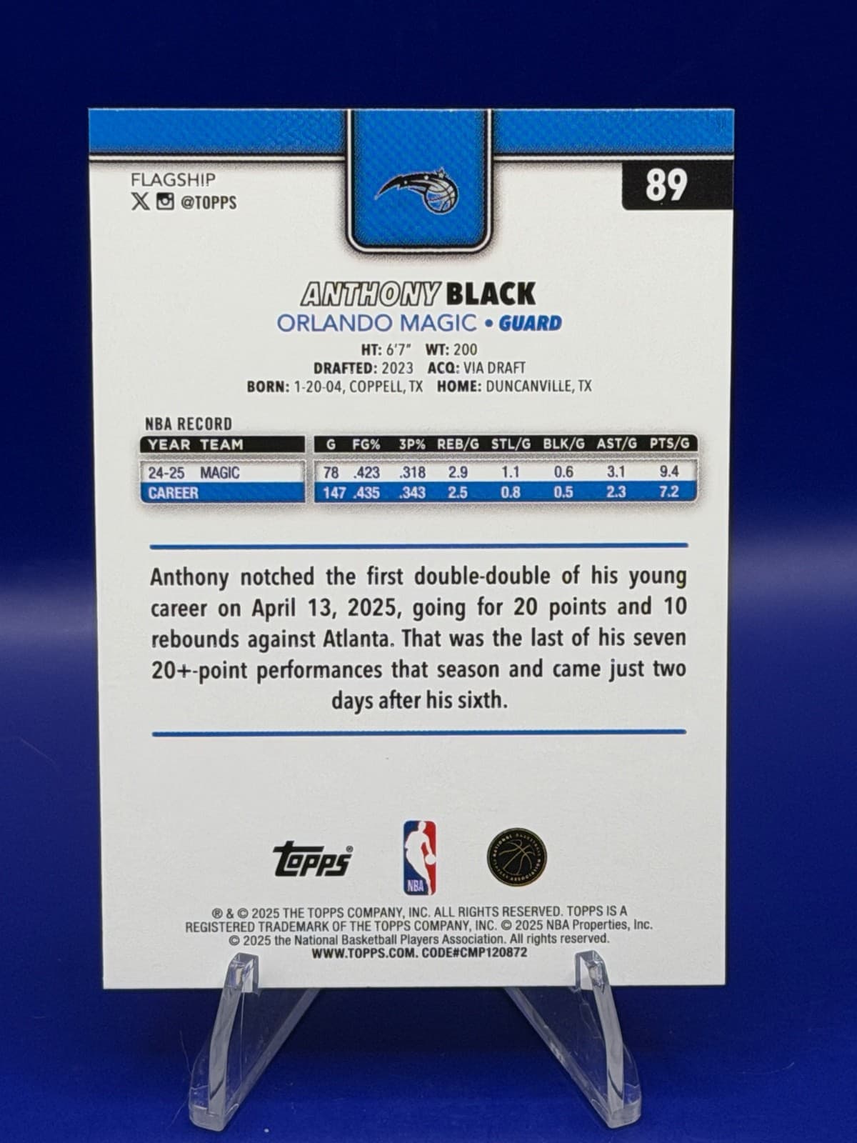 2025 Topps Basketball Anthony Black Holo Foil #89 Orlando Magic - Thumbnail 2