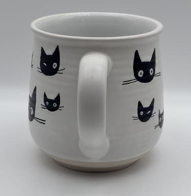 Arima Design Black Cat Face Ceramic Mug Cup White Cute Kawaii Dishwasher Safe - Thumbnail 3
