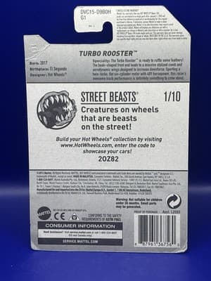 2017 Hot Wheels #191 Street Beasts 1/10 TURBO ROOSTER White-Red w/Black Pr5 Sp - Thumbnail 4