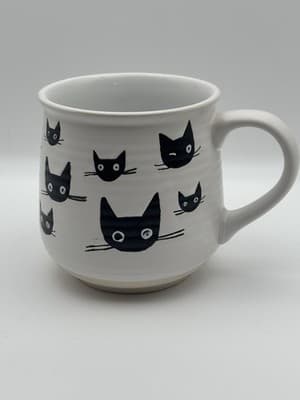 Arima Design Black Cat Face Ceramic Mug Cup White Cute Kawaii Dishwasher Safe - Thumbnail 4