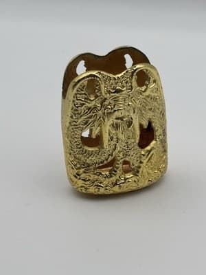 Asian Dragon Gold Tone Decorative Incense Holder Trinket Cup Vintage Ceramic - Thumbnail 6