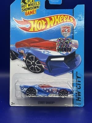 Hot Wheels Street Shaker HW City 2014 Series #BFF62 New On Card Blue 1:64 /B105 - Thumbnail 3