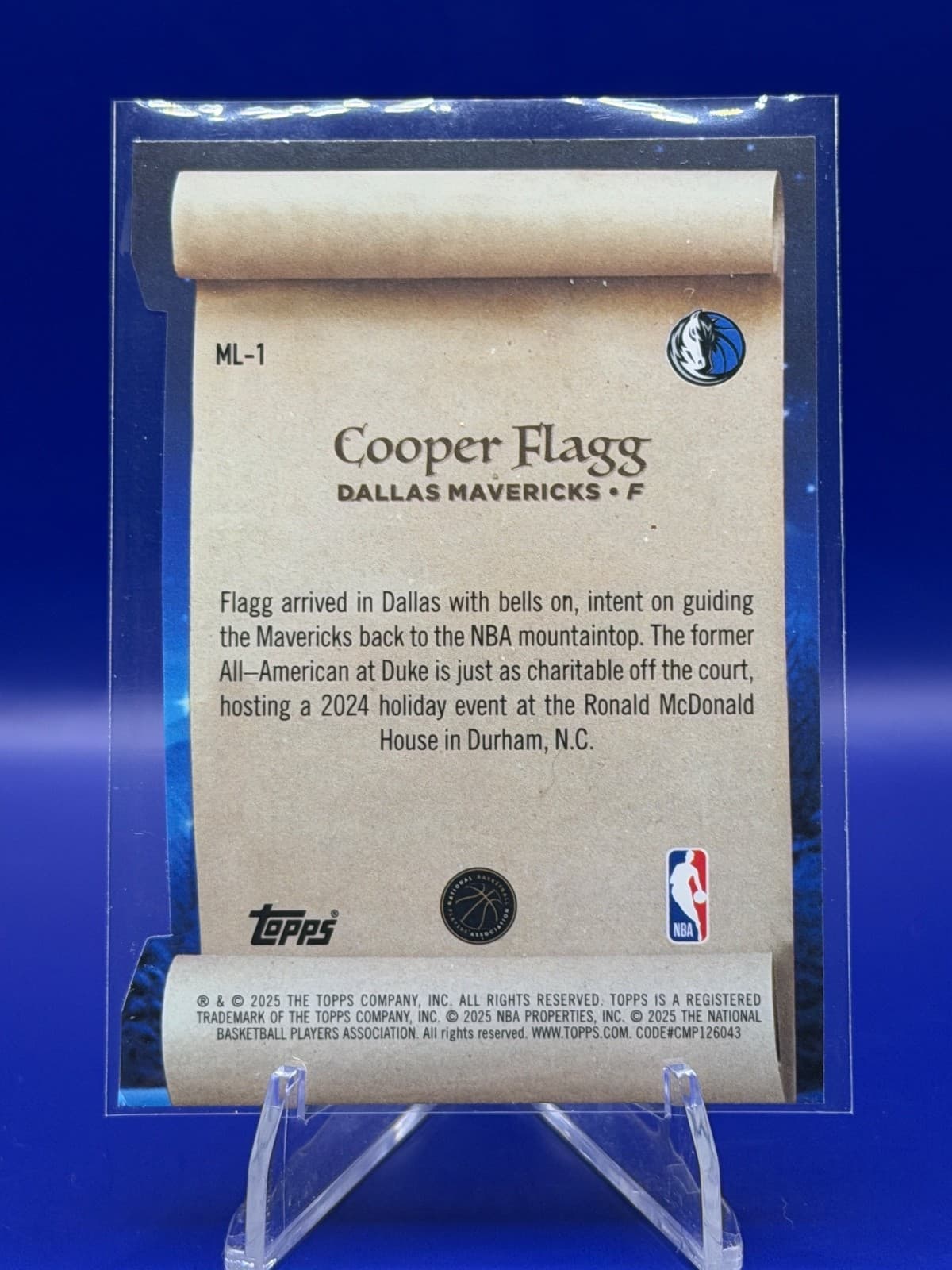 2025 Topps Holiday Making the Nice List Cooper Flagg RC #ML-1 Dallas Mavericks - Thumbnail 2