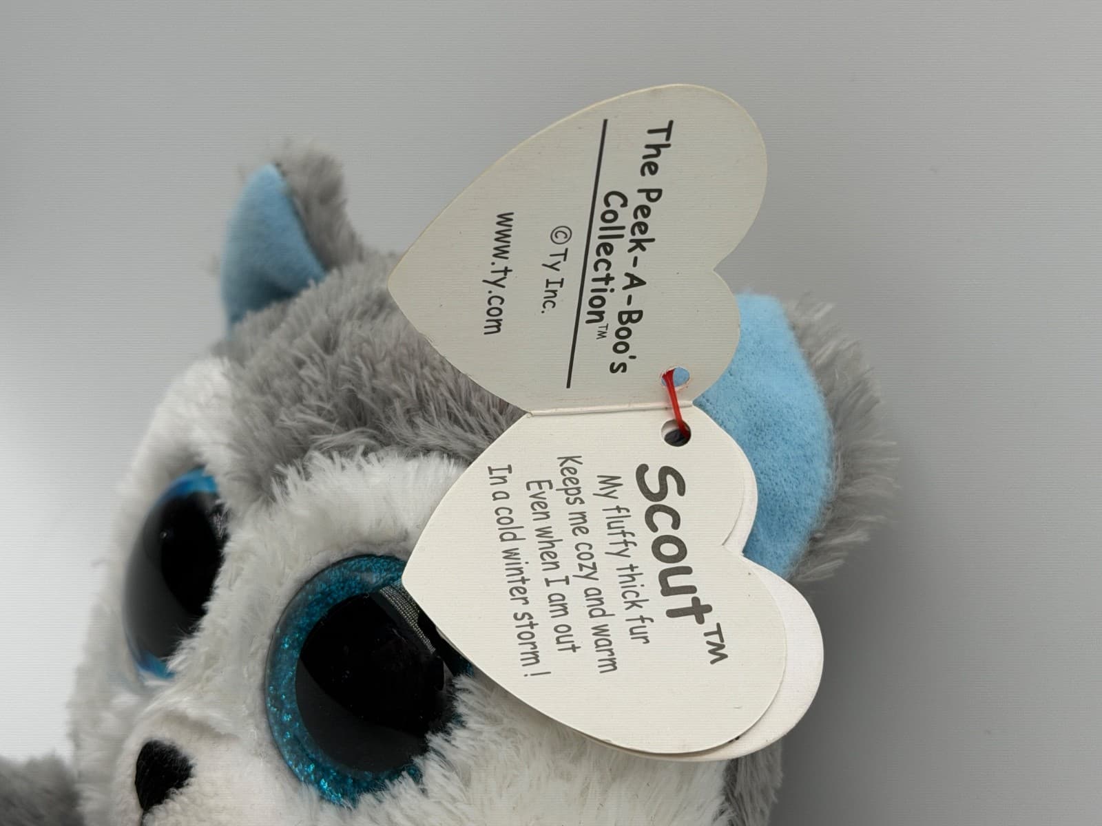 Ty Peek A Boos Scout Husky Plush Phone Holder Blue Eyes Retired W Tag Toy - Thumbnail 2