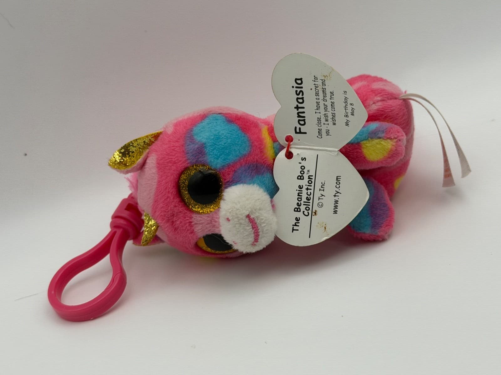 Ty Beanie Boo Fantasia Unicorn Clip Keychain Plush W Tag Glitter Eyes Toy - Thumbnail 2