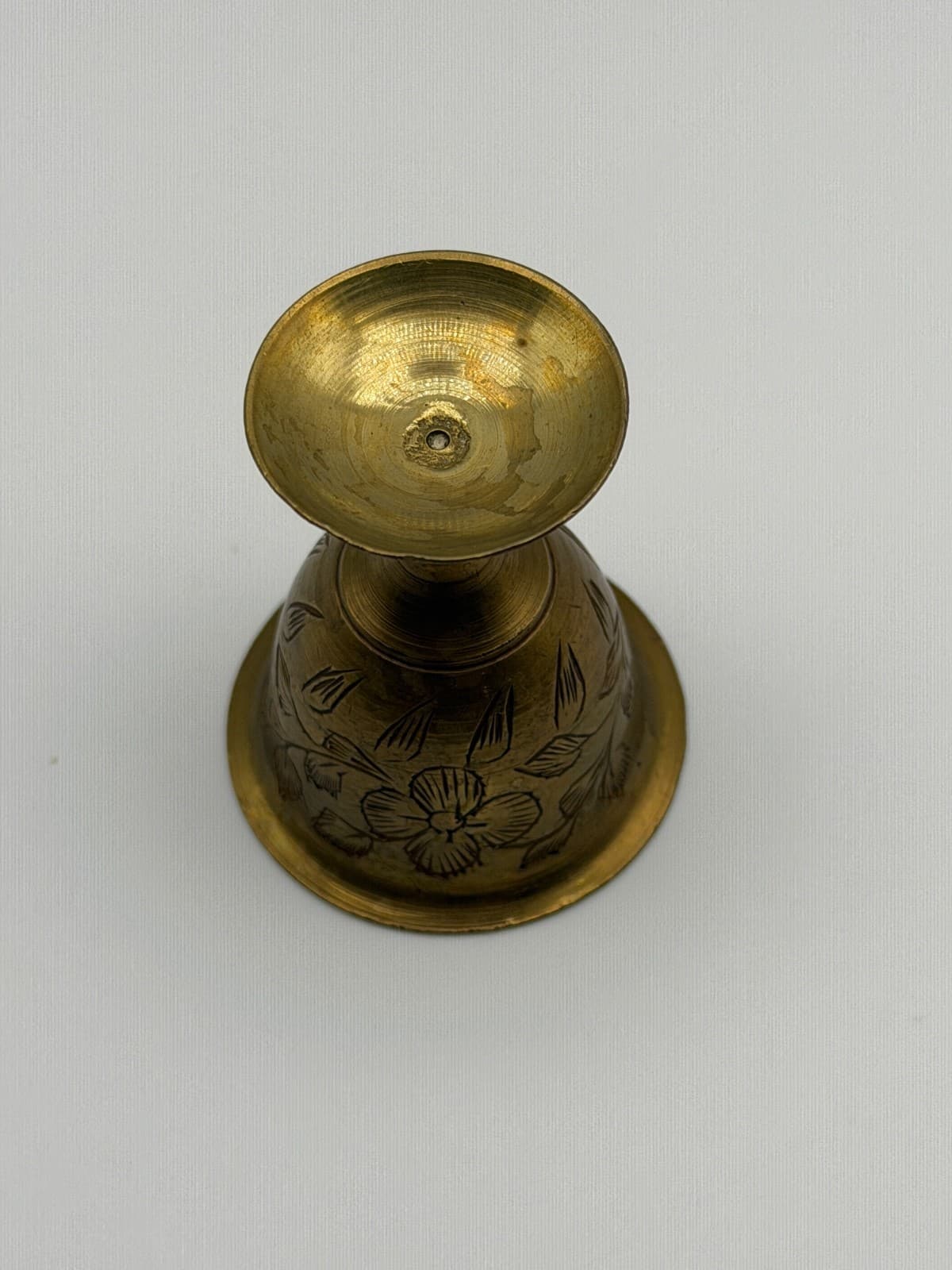 Vintage Etched Brass Mini Goblets Set of 6 Decor Candle Holders Floral - Thumbnail 3